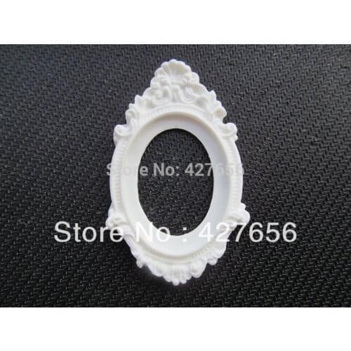 5pcs Oval Flatback White Resin Picture/Cabochon/Cameo Frame Charm Finding,Filigree Border Base setting Tray for 30x40mm Cabochon