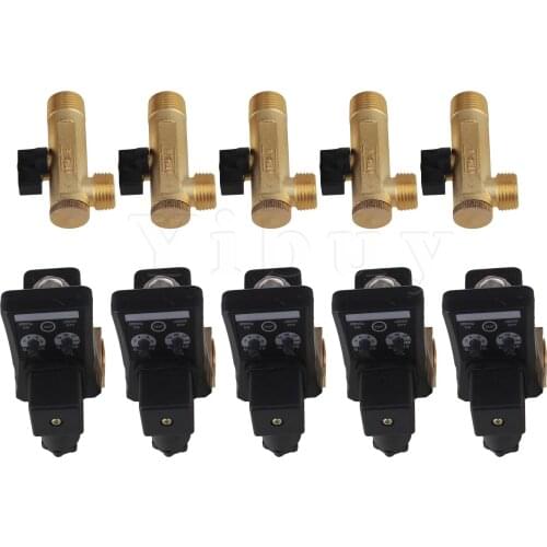 5 x Plastic & Brass Separated Automatic Timed 1/2" Drain Valve AC110V