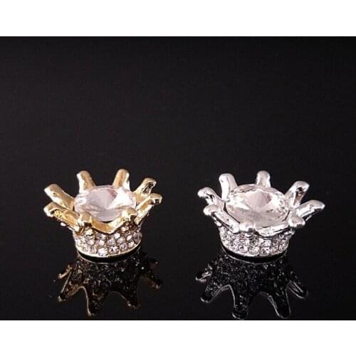 50pcs 3D Crown Full Crystal Rhinestone Jewelry Appliques Flatback Brooch Shoes Bag Baby Princess Hairpin Hair Clip Decoration