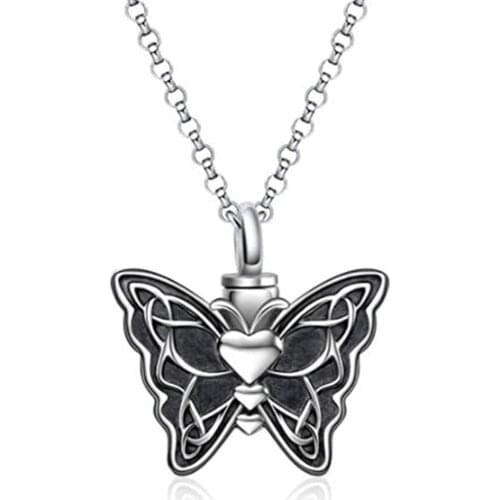 Butterfly Shape Urn Ashes Necklace Fillabled Ashes Cremation Pendant Chain Butterfly Urn Necklace Memorial Keepsake Jewelry