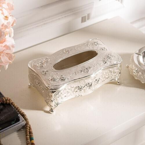 [Brand Group] European creative home decorations ornaments Anne white zinc alloy series tissue boxes h J
