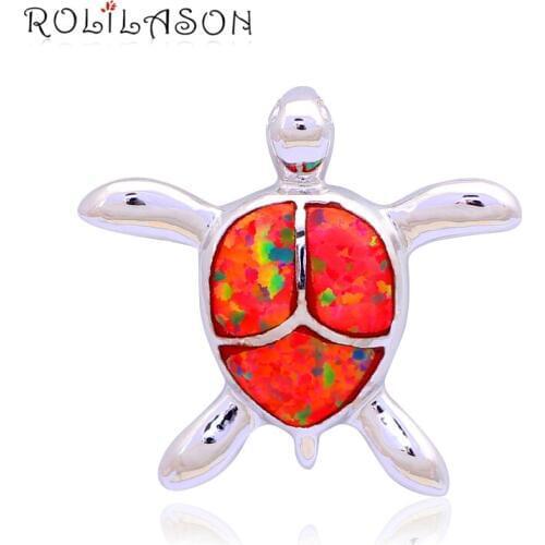 Tortoise Shape Pendants for necklaces Wholesale Retail Orange Fire Opal Silver Stamped fashion jewelry Necklace Pendants OP475
