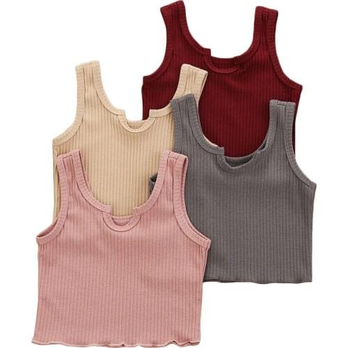 Citgeett Summer Kids Girls Vest Simple Style Solid Sleeveless Top Casual Clothes Beach Vacation Wear