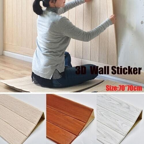 Kids Soft Decorated Kindergarten Living Room Bedroom 3D Room Decoration Waterproof Wood Grain Wall Sticker Wall Decor