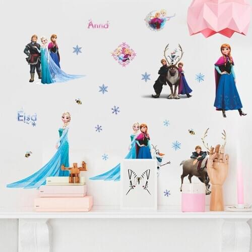 Disney Frozen Olaf Sven Kristoff Elsa Anna Princess Wall Stickers For Kids Room Decoration Diy Home Decal Anime Movie Mural Art