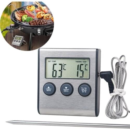 Electronic Barbecue Digital Cooking Meat Thermometer Food Grill Thermometer with Time Alarm Mode For Smoker Kitchen Oven BBQ