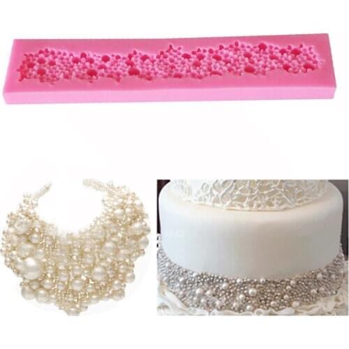 Facemile 3D Pearl Necklace Silicone Pearl Fondant Mould Cake Border Decorating Molds Sugar Icing Gumpaste Kitchen Baking Tools