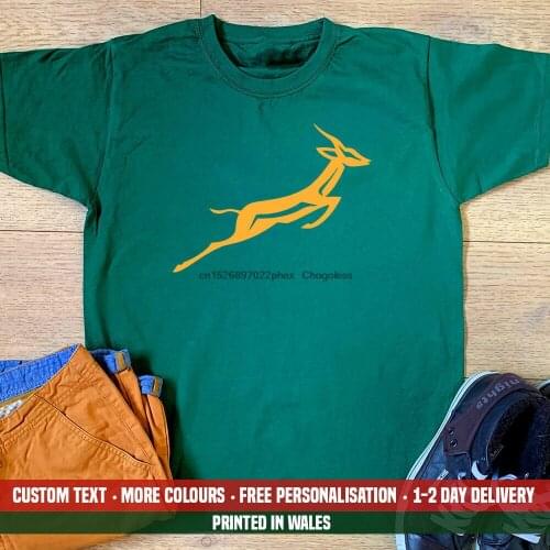Springbok T-shirt South Africa African Rugby Birthday Fathers Day Dad Gift Top(1)
