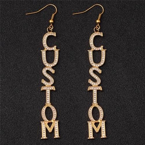 Custom Zircon Earrings for Women Girls Personalized Custom Name Hiphop Sexy Drop Earrings Party Jewelry