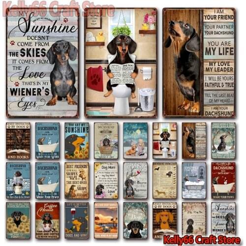 [ Kelly66 ] Pet Dachshund Dog My Friend Bath Soap Book Coffee Tin Art Metal Sign Home Pub Bar Decor Painting 20*30 CM Size Dy203