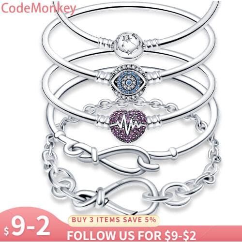 CodeMonkey Hot Sale 100% 925 Sterling Silver Eternal Symbol Rosette Bracelet Fit Original Beads Charms DIY Jewelry Gift For Wome