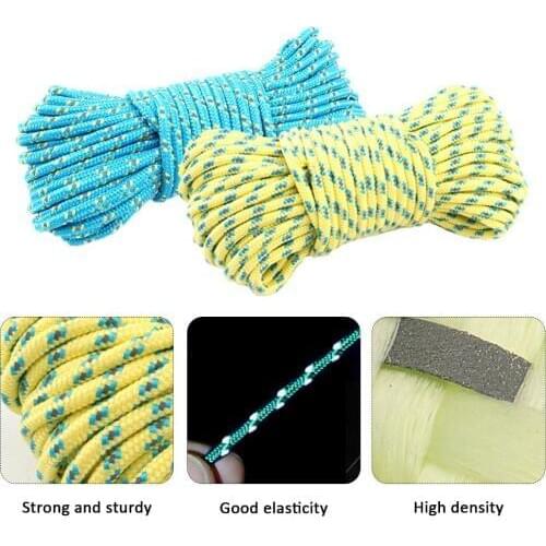 20 Meters Multi-function Outdoor Camping Tent Rope Reflective Nylon Cord Clothesline Ground Spike Windproof Tent Guyline Rope