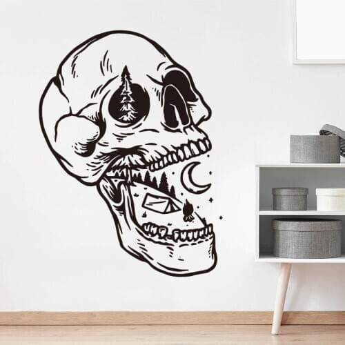 Cartoon Adventure Skull Moon Star Wall Sticker Kids Room Bedroom Cute Nature Travel Skull Wall Decal Boy Room Playroom Vinyl