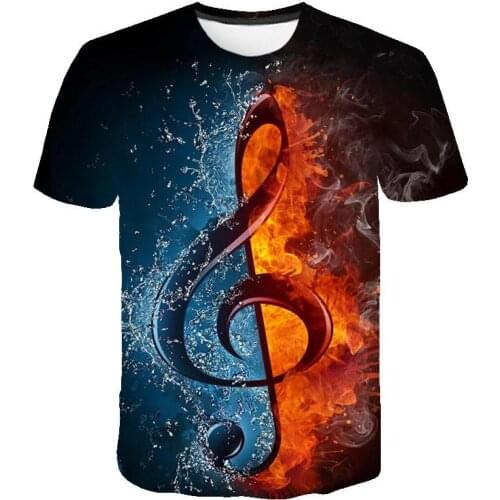 2021 new Men Music Notes Fashion t shirt Anime 3d Print Short sleeve round neck T shirt high quality shirt Cartoon mens tshirt
