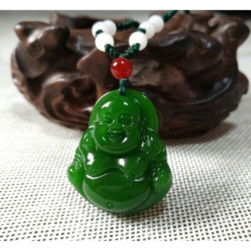 Buddha Pendant gem Necklace Smile Buddha White Pendant Piece Maitreya Buddha Pendant