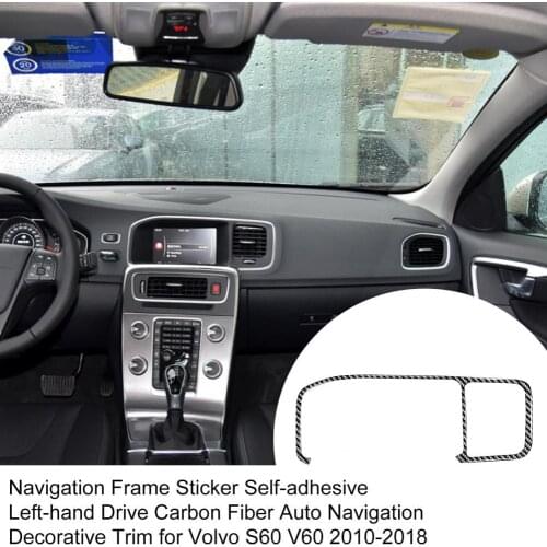 Navigation Frame Sticker Self-adhesive Left-hand Drive Carbon Fiber Auto Navigation Decorative Trim for Volvo S60 V60 2010-2018