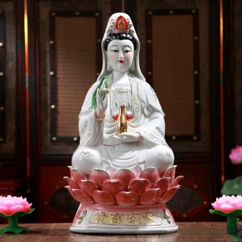 Sitting on the lotus Avalokiteshvara, Buddha Guanyin, ceramic, peace and prosperity, Bodhisattva, Open light statue