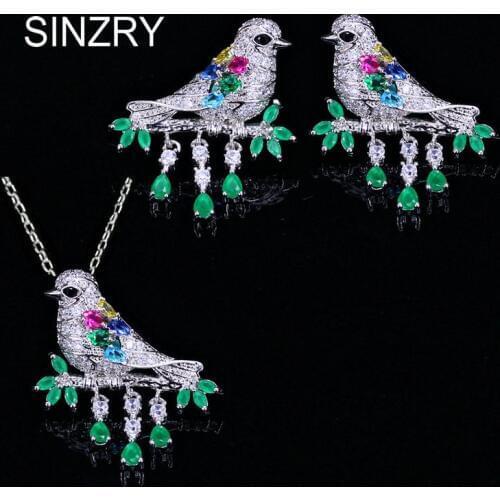 SINZRY NEW creative Cubic Zirconia tassel bird earrings Pendant Necklaces Jewelry sets fashion costume jewelry for women