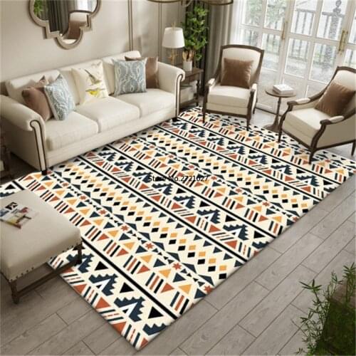 Modern Orange-yellow Geometric Strip Carpet Ethnic Style Living Room Decoration Long Carpet Kitchen Corridor Washable Floor Mat