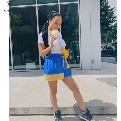 VAZN 2021 Hot Popular Patchwork Tracksuits Straight Pants Simple Nature Young Daily Casual Free Fashion Women Short Pants