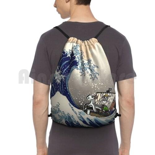 The Great Mask Off Kanegawa One Piece Backpack Drawstring Bag Riding Climbing Gym Bag The Great Wave Off Kanegawa One Piece