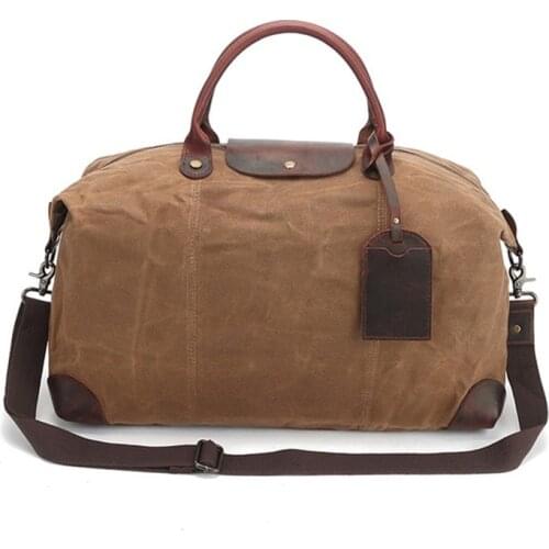 M477 WaterProof Waxed Canvas Leather Travel Bag Hand Luggage Bag Carry On Large Tote Vintage Men Duffle Weekend Bag Overnight