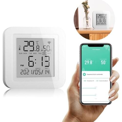 WIFI Hygrometer Thermometer Humidity Temperature Gauge with Remote Monitor Smart Life Home Alexa Goo gle Assistant
