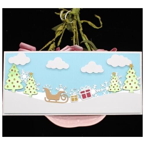 ZFPARTY Slimline Winter Scene Border Metal Cutting Dies Stencils for DIY Scrapbooking Decorative Embossing DIY Paper Card