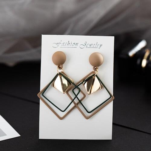 2020 New Korean Heart Statement Charm Earrings for Women Fashion Vintage Geometric Acrylic Dangle Hanging Earring Jewelry Gifts