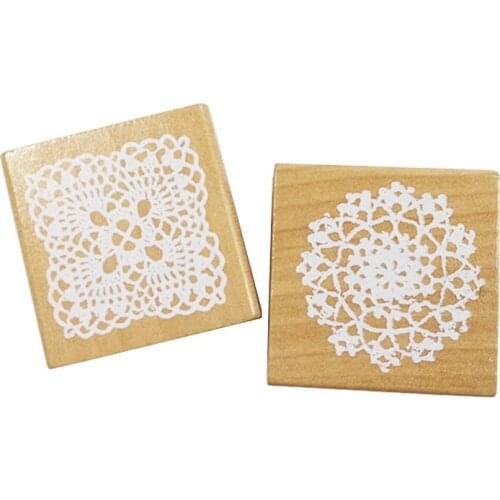 1 Pcs/lot Vintage SquareDIY Floral Lace Wooden Rubber Stamp Decoration Stamp High Quality Clear Stamps