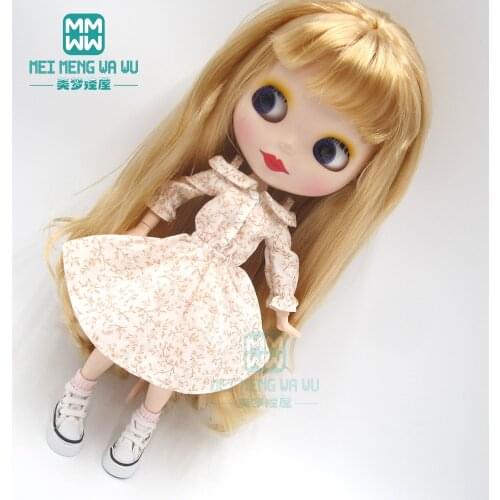1pcs Blyth Doll Clothes fashion Floral Print Off-Shoulder Dress for Blyth Azone OB23 OB241/6 doll accessories