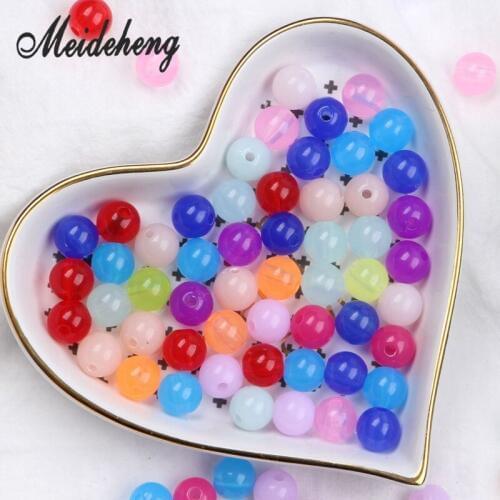 10mm Acrylic Translucent Jelly Colorful Round beads Straight hole DIY Necklace Bracelet Handmade beading of children 160PCS