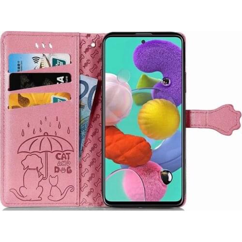 10pcs Cute Cat Dog Pattern PU Leather Wallet Slots Magnetic Flip Phone Case Cover for Samsung A71 A51 5G 2020 A21S A21 A41 A01