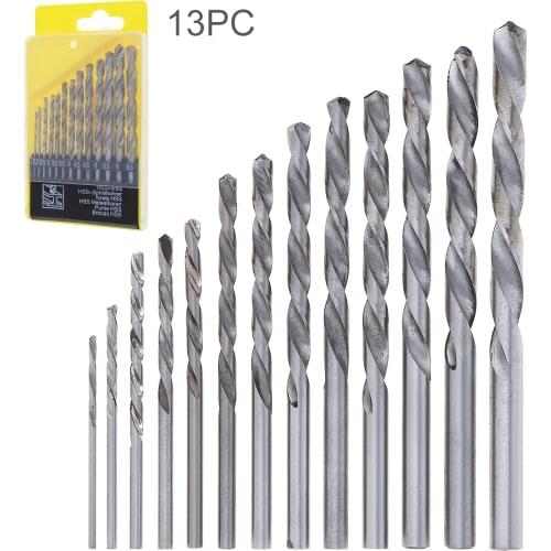 13pcs HHS 4241 Twist Drill Bits Hole Foret HSS Spiralbohrer Metaalboren with Straight Shank for Drilling Aluminum Plastic Wood