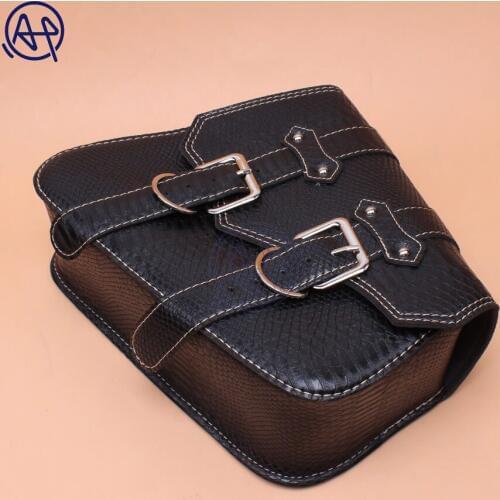 1xPU Crocodile Leather Style Motorcycle Saddle Bag Luggage Right Side Saddle Bag For Honda Yamaha Suzuki Harley Sportster XL 883