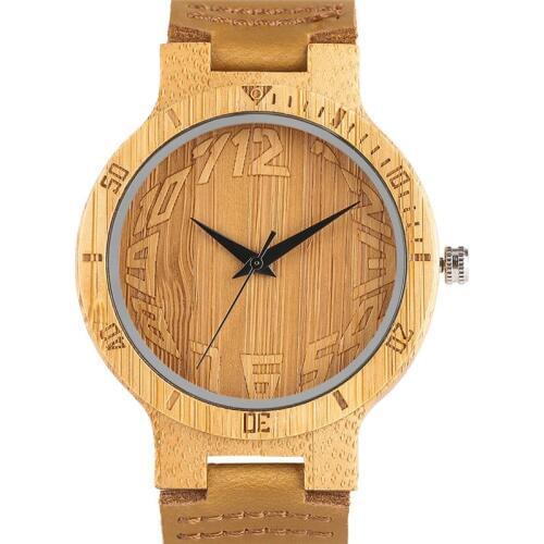 2020 kol saati erkek Natural Bamboo Wood Watch Mens Arabic Numbers Classic Simple Quartz Wristwatch Male Sports Clock Steampunk