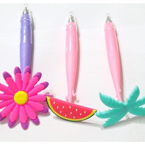 24PCS Fruit Plant Head Flowers Blue Ballpoint Pen Simple Fresh Plant Ballpoint Pen Office Accessories Stationery