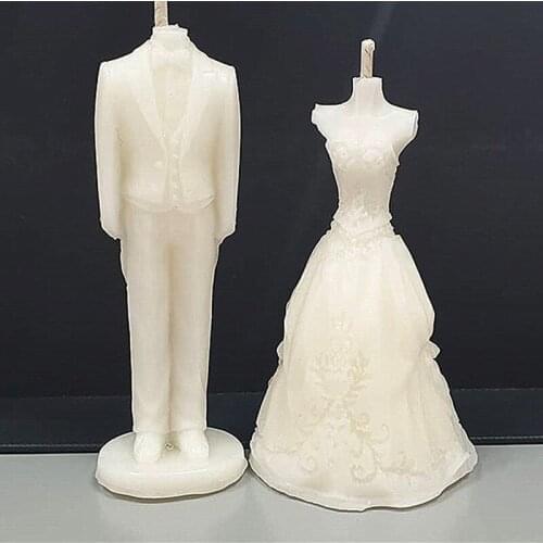 3D Wedding Decoration Candle Bride&Groom Candle Silicone Mold DIY Wedding Aromatherapy Gypsum Tools Lover Day Gifts Cake Decor