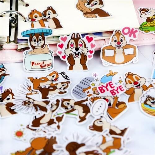 40pcs cute Colorful Squirrel brothers stickers Handbill sticker homemade watercolor hand-painted daily scrapbooking stickers