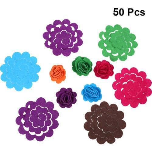 50 Pcs Simulation Felt Flower Cute Flower Appliques Exquisite Die Cut Felt Florals for Sewing DIY Crafts (Mixed Color)