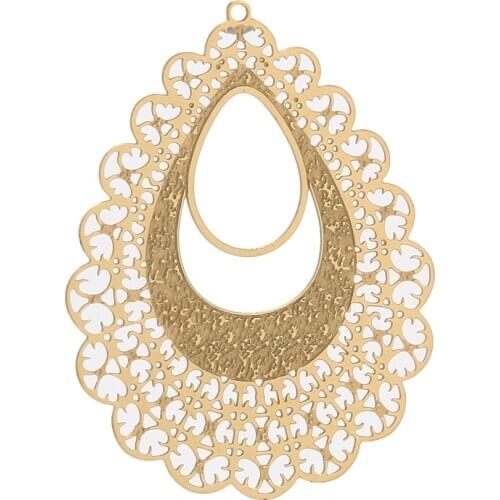 6pcs Stainless Steel Geometric Round Earrings Stud Gold hollow Flowers Earrings Base Connectors Linker DIy Making Accessories