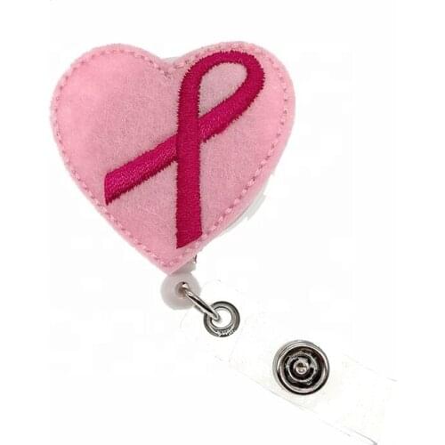 Free Shipping Ribbon Heart Nurse Retractable Felt ID Badge Holder Reel