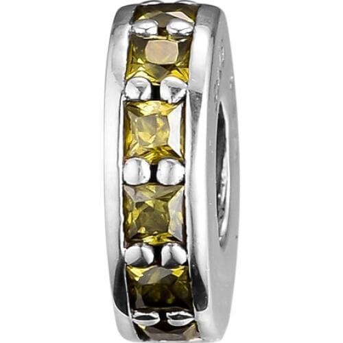 Fits Pandora Charms Bracelets 925 Sterling Silver Eternity Olive Green Crystal Spacer Beads Charms for Jewelry Making