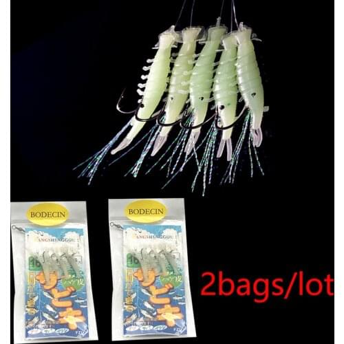 Easy Shiner Shrimp Fake Baits Swivels/String Hooks Sea Fishing Sabiki/Texas Rig Maruseigo Jig Feather Lures Silicone Herring Set