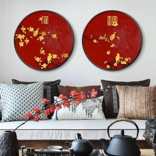 EECAMAIL DIY Chinese Style Round Diamond Painting Full Diamonds Embroidered Ancient Flowers Birds Diamond New Living Room Porch