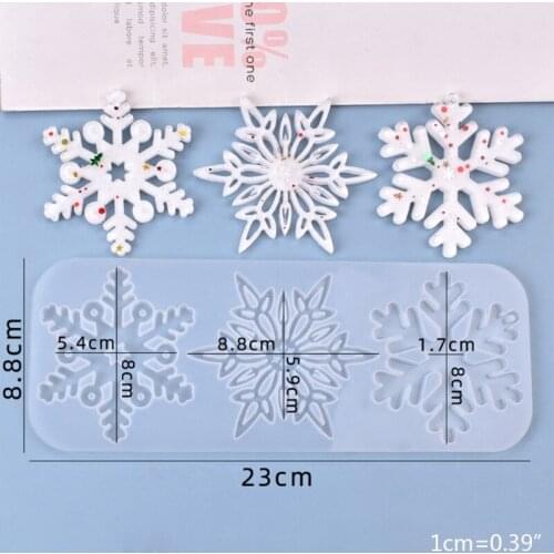 Q39C Snowflake Resin Mold Silicone Casting Diy Craft Christmas Mold Decoration Necklace Earring Pendant Keychain Resin Mold