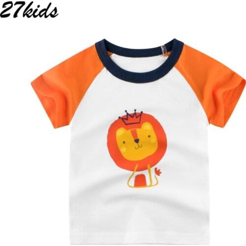 27kids Shirts Animal Lion Boys Tops Tees T Shirts for Kids Clothes 2-9Years Children Shorts Clothing Summer Baby T Shirts