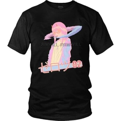 Zero Two Darling In The Franxx Tshirts Men Fashion Tees Top Cotton T Shirt Short Sleeve T-shirts Gift Merch