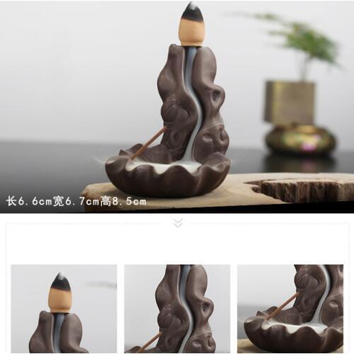 High Grade Ceramic Incense Burner Smoke Backflow Stick Cone Holder for Home Office Hotel Yoga Room Decoration, 4 Shaped