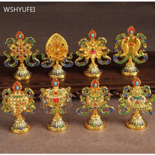 Chinese Buddha Hall Eight Auspicious Sculpture Ornaments Living Room Feng Shui Buddha Tools Decoration Craft Home Accessories